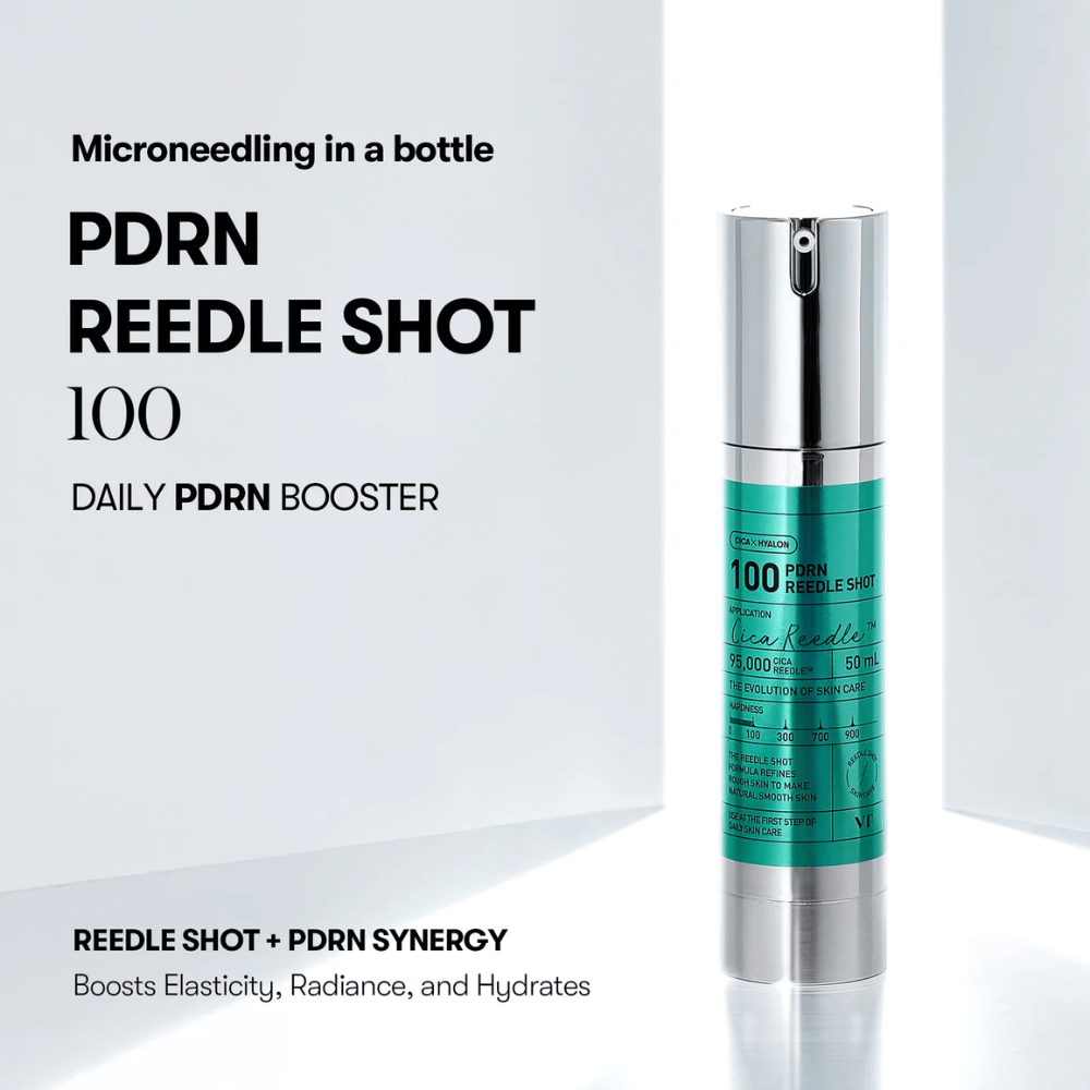 VT Cosmetics PDRN Reedle Shot 100 serum za mikroneedling z PDRN boosterjem, ki poveča absorpcijo in zagotavlja čvrstejšo, navlaženo kožo