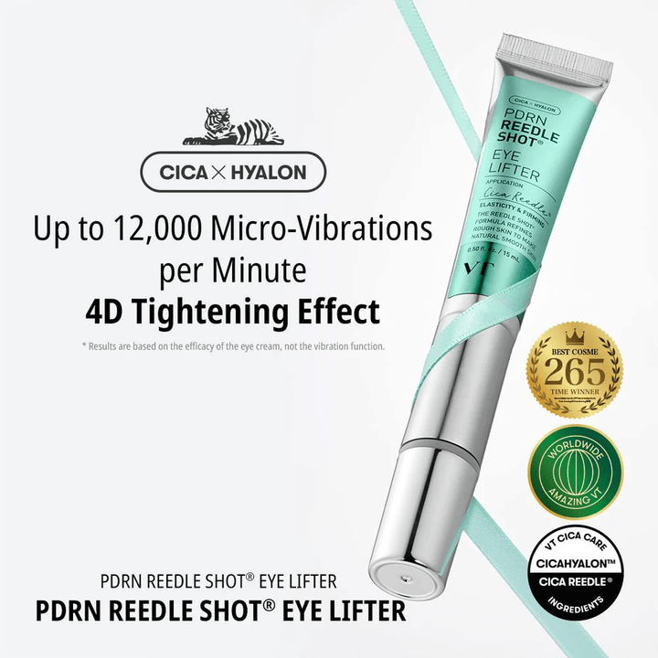 Krema za oči znamke VT Cosmetics z PDRN in mikro vibracijami, ki zmanjšuje drobne linije, globinsko vlaži in daje čvrstejšo kožo okoli oči