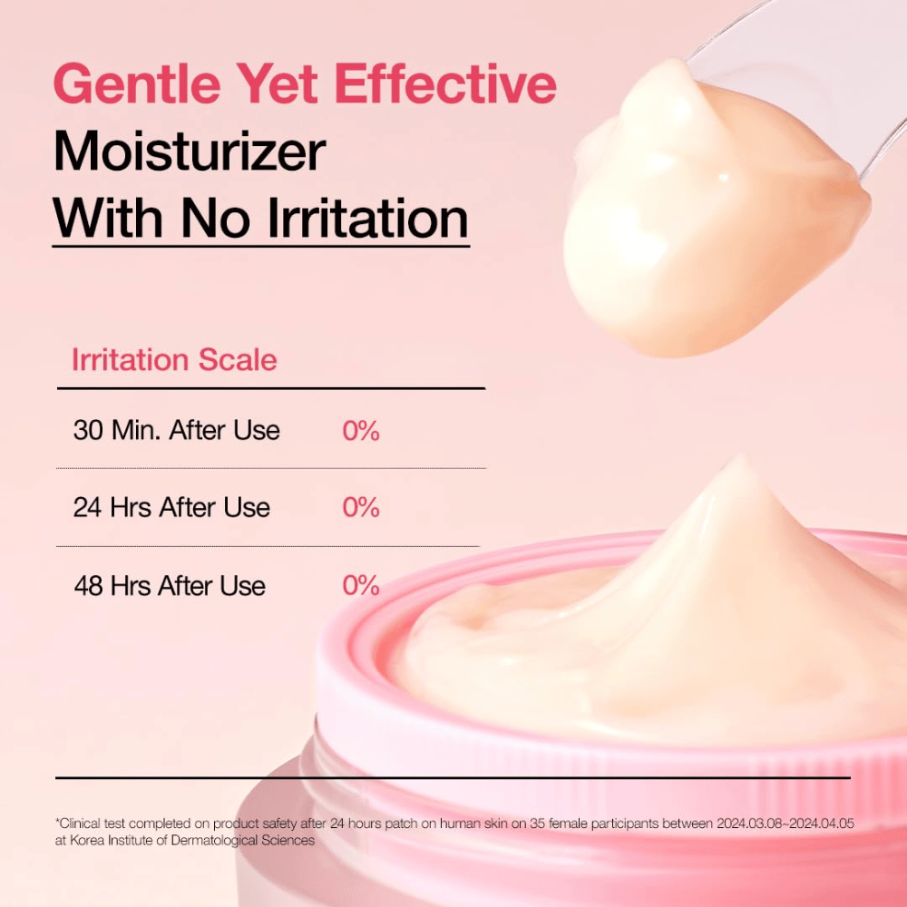 Anua Peach 77% Niacin Enriched Cream – klinično testirana vlažilna krema, ki povzroča 0 % draženja in učinkovito pomirja kožo.