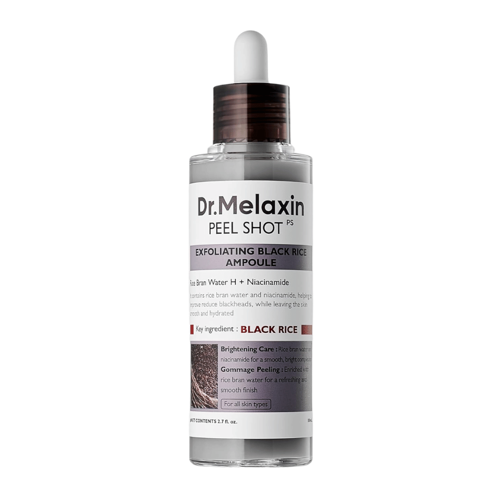 Dr.Melaxin Peel Shot PS Exfoliating Black Rice Ampoule 80ml z niacinamidom in riževo vodo za blago kemično piling