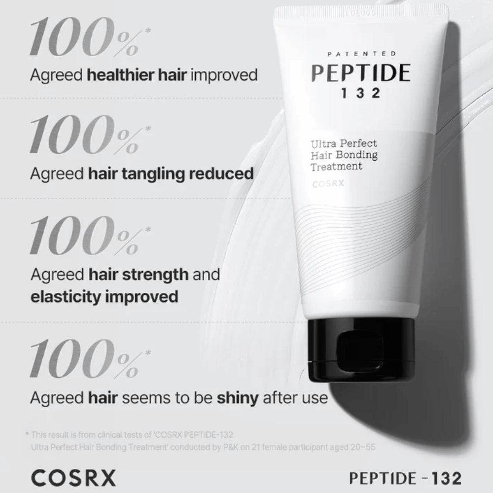 COSRX Peptide 132 Treatment – 100 % uporabnikov doživi močnejše, mehkejše in bolj sijoče lase po uporabi.