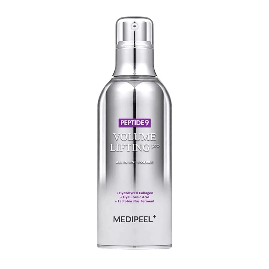 Medi-Peel Peptide 9 Volume Lifting All In One Essence Pro esenca – korejski anti-age esenca s peptidi, kolagenom in hialuronsko kislino, ki pomaga navlažiti in učvrstiti kožo.