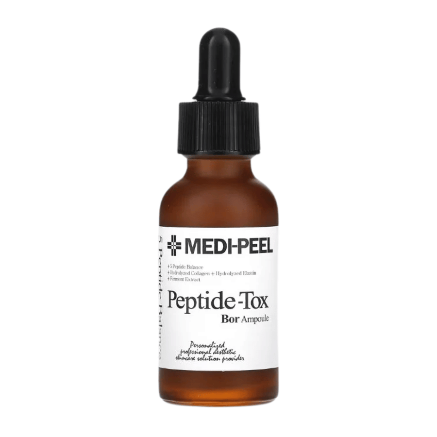 MEDI-PEEL Peptide-Tox Bor Ampoule slika izdelka – korejski peptidni serum, ki pomaga pri zmanjševanju gub, krepi kožo in zagotavlja intenzivno vlaženje.