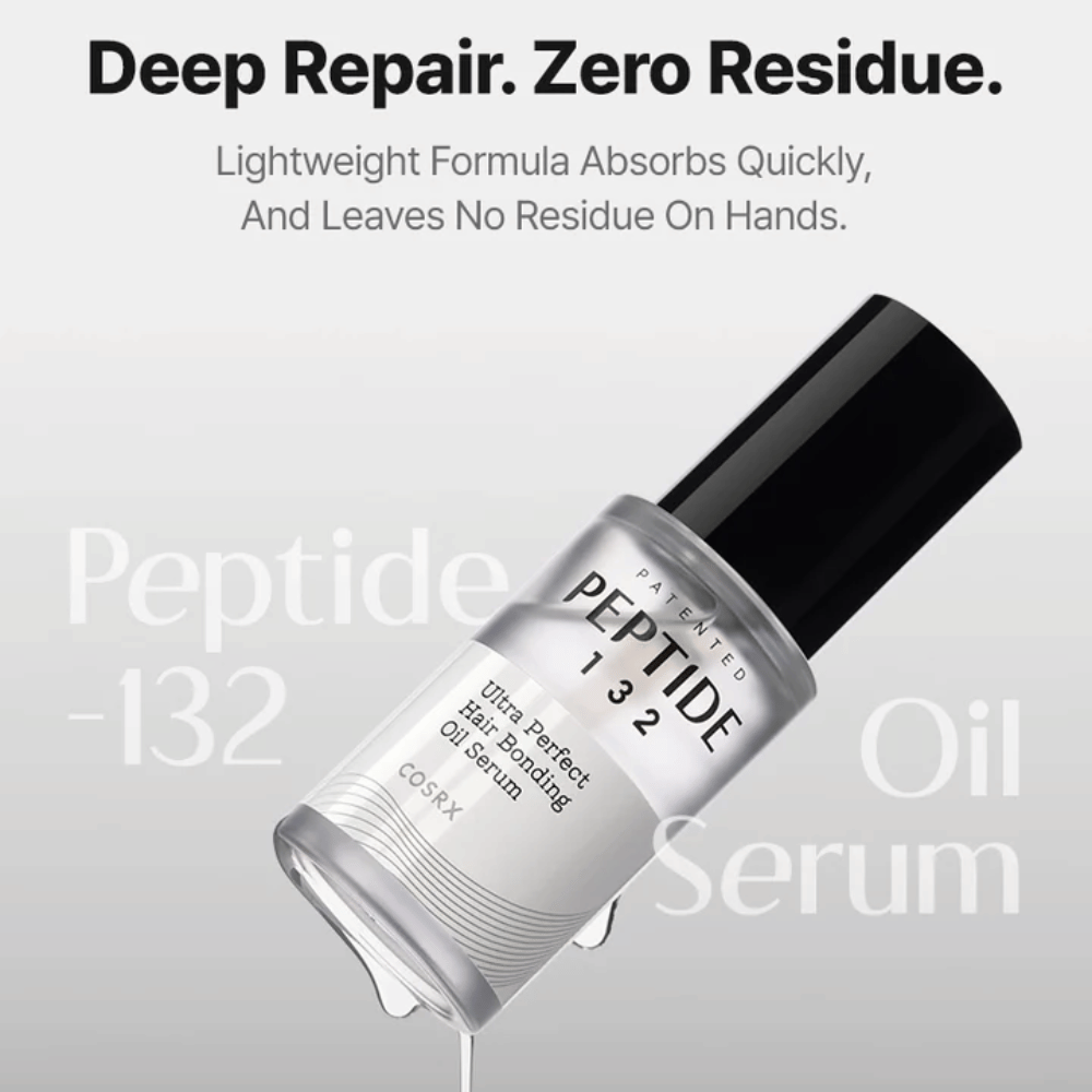 COSRX Peptide 132 Oil Serum – lahka formula, ki se hitro vpije in obnavlja lase brez puščanja ostankov.