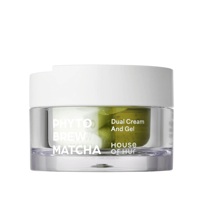 House of Hur Phyto Brew Matcha Dual Cream And Gel krema za obraz z dvojno formulo, ki vlaži kožo ter združuje lahek gel in bogato kremo v enem izdelku
