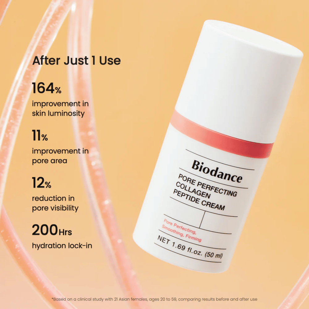 Biodance Pore Perfecting Collagen Peptide Cream rezultat – zmanjšuje pore, povečuje sijaj in zagotavlja 200 ur vlaženja