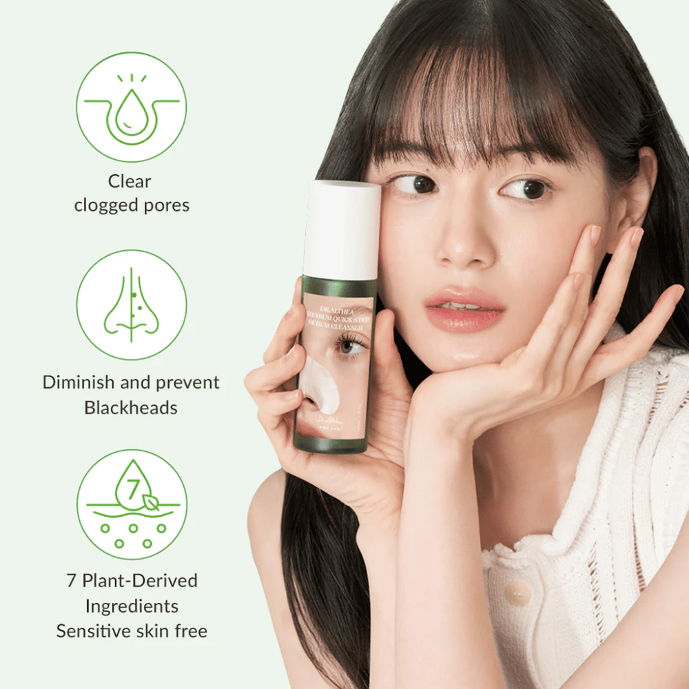 Dr. Althea Premium Quick Step Sebum Cleanser – nežno čistilo za obraz, ki pomaga očistiti zamašene pore, zmanjšati ogrce in je primerno za občutljivo kožo.