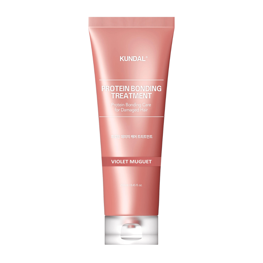 KUNDAL Protein Bonding Treatment Violet Muguet v roza tubi, 250 ml, za poškodovane lase.