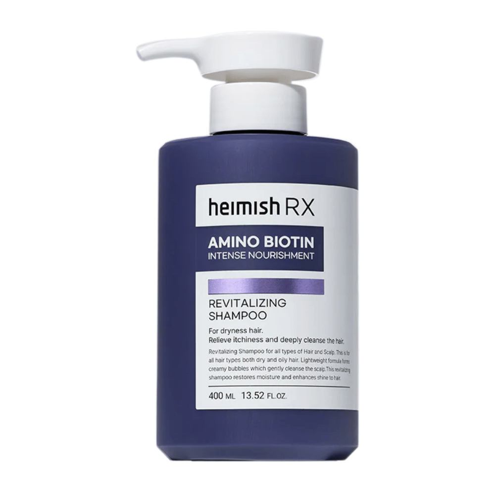 Heimish RX Amino Biotin Revitalizing Shampoo 400 ml – hranljiv šampon za suhe in brezživne lase, z biotinom in aminokislinami za krepitev in vlaženje las in lasišča.