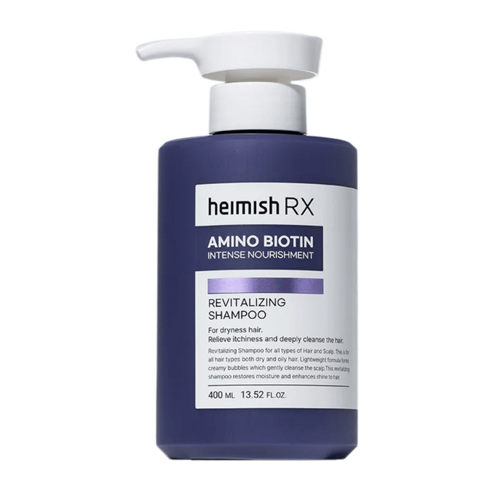Heimish RX Amino Biotin Revitalizing Shampoo 400 ml – hranljiv šampon za suhe in brezživne lase, z biotinom in aminokislinami za krepitev in vlaženje las in lasišča.