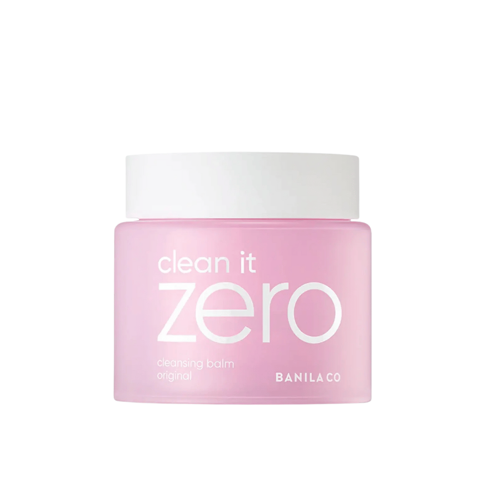 Kozarec Clean It Zero Cleansing Balm Original 180ml na beli podlagi, ki promovira BANILA CO:s originalni čistilni balzam za nego kože.