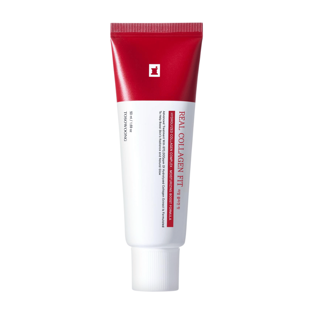 Tosowoong Real Collagen Fit je učinkovita vlažilna krema s hidroliziranim kolagenom, ki krepi elastičnost kože in globinsko vlaži. Popolna za naravni sijaj kože in zaščito njene pregrade. Primerna za vse tipe kože za vsakodnevno uporabo.