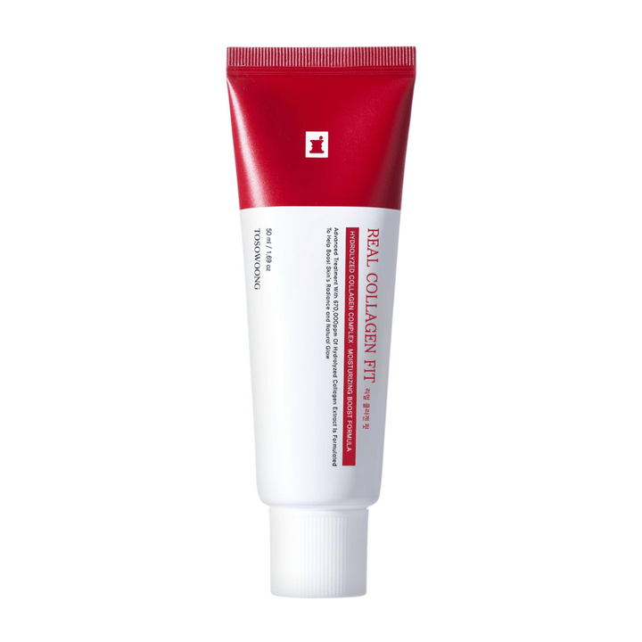 Tosowoong Real Collagen Fit je učinkovita vlažilna krema s hidroliziranim kolagenom, ki krepi elastičnost kože in globinsko vlaži. Popolna za naravni sijaj kože in zaščito njene pregrade. Primerna za vse tipe kože za vsakodnevno uporabo.