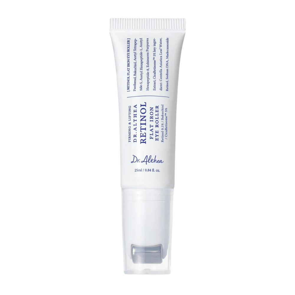 Dr. Althea Retinol Flat Iron Eye Roller – očesni serum z retinolom in aplikatorjem z valjčkom, ki zmanjšuje gube, temne kolobarje in utrujeno kožo.
