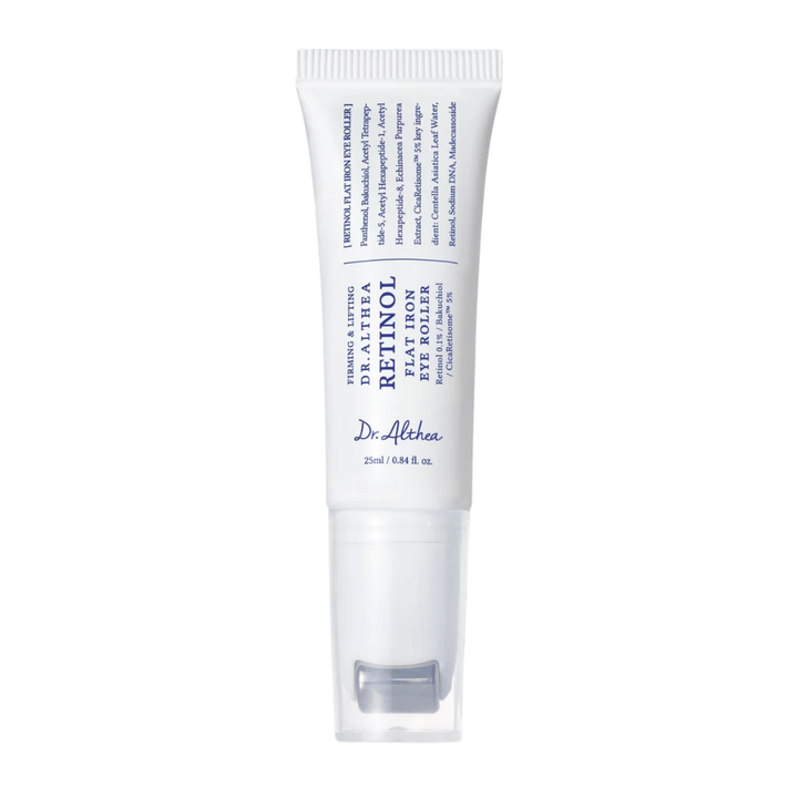 Dr. Althea Retinol Flat Iron Eye Roller – očesni serum z retinolom in aplikatorjem z valjčkom, ki zmanjšuje gube, temne kolobarje in utrujeno kožo.