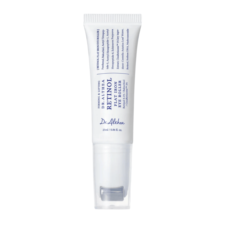 Dr. Althea Retinol Flat Iron Eye Roller – očesni serum z retinolom in aplikatorjem z valjčkom, ki zmanjšuje gube, temne kolobarje in utrujeno kožo.