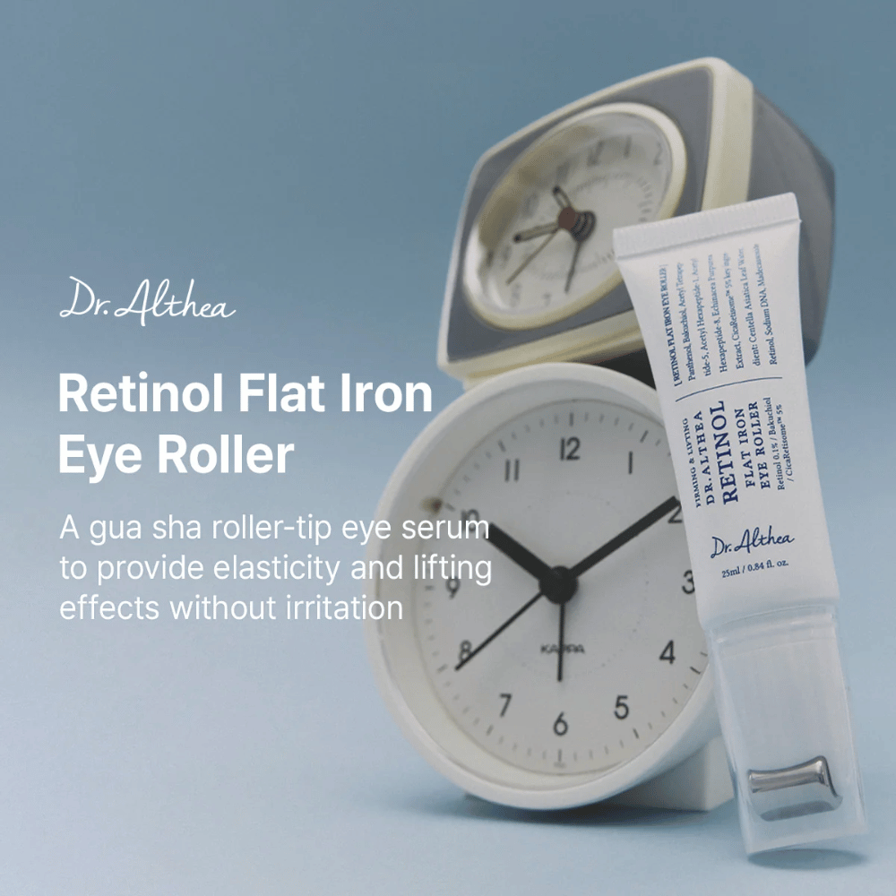 Dr. Althea Retinol Flat Iron Eye Roller očesni serum z lifting učinkom, ki krepi elastičnost kože in daje bolj svež videz.