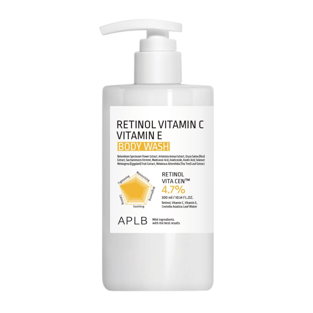 6. APLB Retinol Vitamin C Vitamin E Body Wash 300 ml – nežno in vlažilno gel za prhanje z vitamini in retinolom