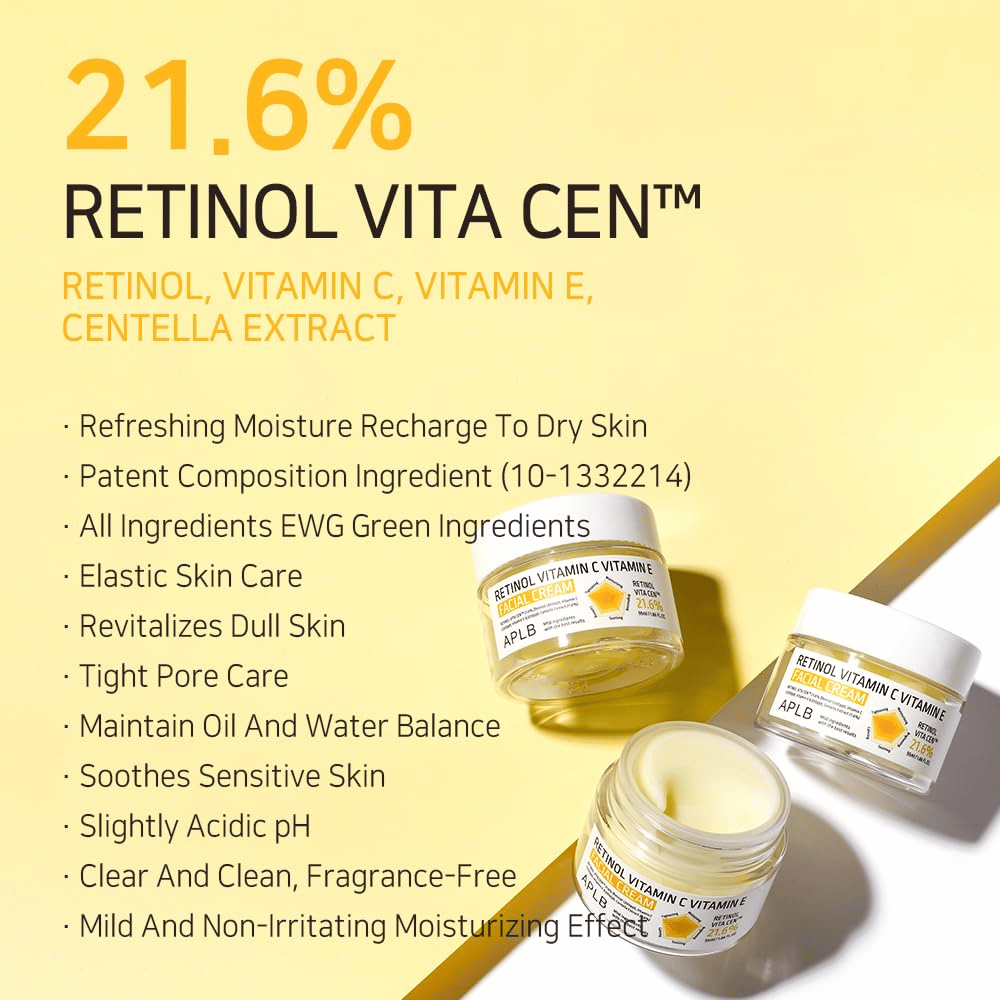 APLB Retinol Vitamin C Vitamin E Facial Cream z Retinol Vita Cen in negovalnimi lastnostmi za kožo