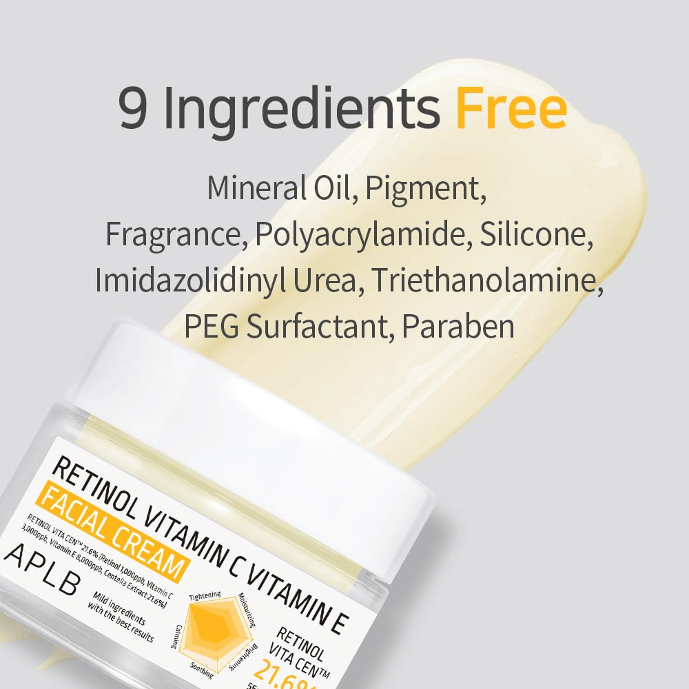 APLB Retinol Vitamin C Vitamin E Facial Cream brez devetih izbranih sestavin