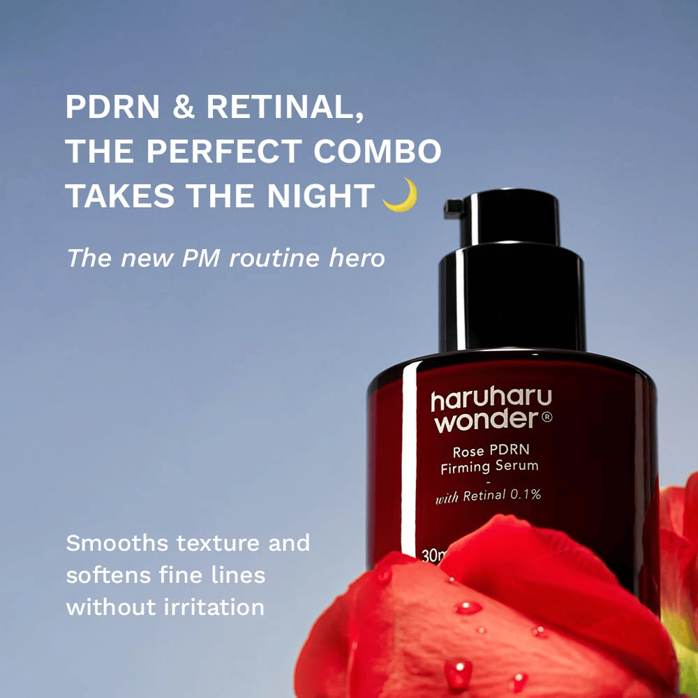 Haruharu Wonder Rose PDRN Firming Serum z PDRN in retinalom 0,1 % za drobne linije in teksturo kože