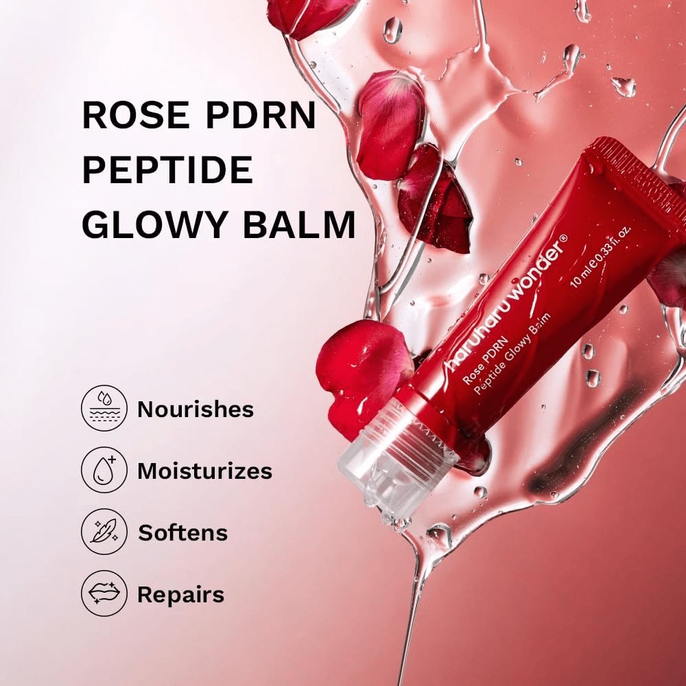 Haruharu Wonder Rose PDRN Peptide Glowy Balm – hranilna in vlažilna nega za suhe in razpokane ustnice