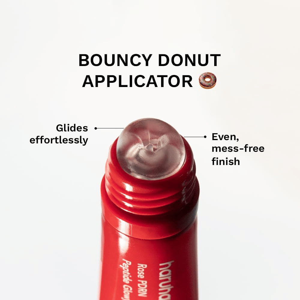Haruharu Wonder Rose PDRN Peptide Glowy Balm – balzam za ustnice z okroglim aplikatorjem za enakomeren nanos