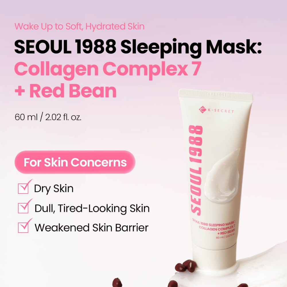 K-SECRET SEOUL 1988 Sleeping Mask 60 ml – korejska nočna maska za suho, pusto in dehidrirano kožo.