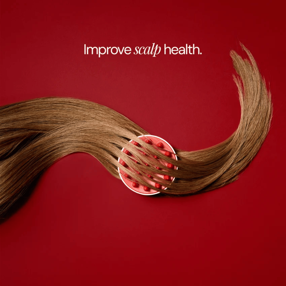 Scalp Massage Brush – rdeča in bela masažna krtača s silikonskimi ščetinami za lasišče