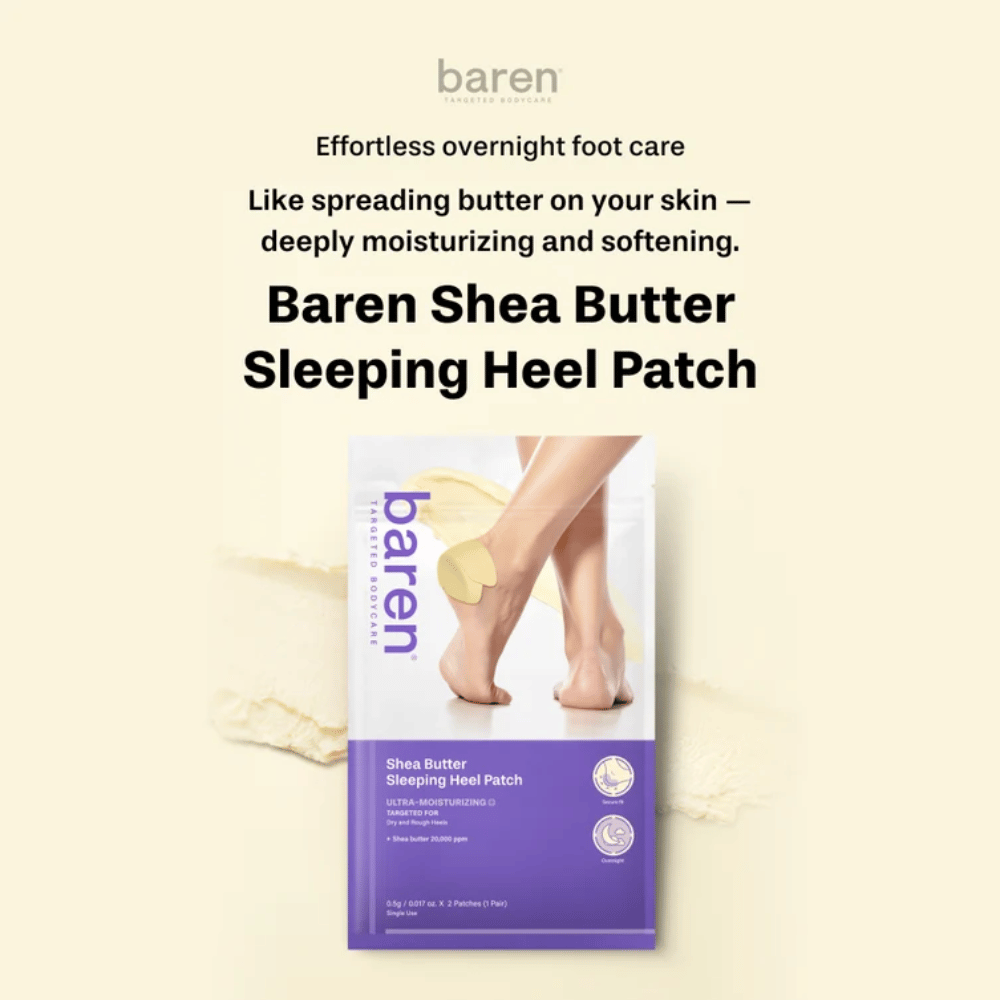 BAREN Shea Butter Sleeping Heel Patch – vlažilna nočna nega s karitejevim maslom za suhe pete