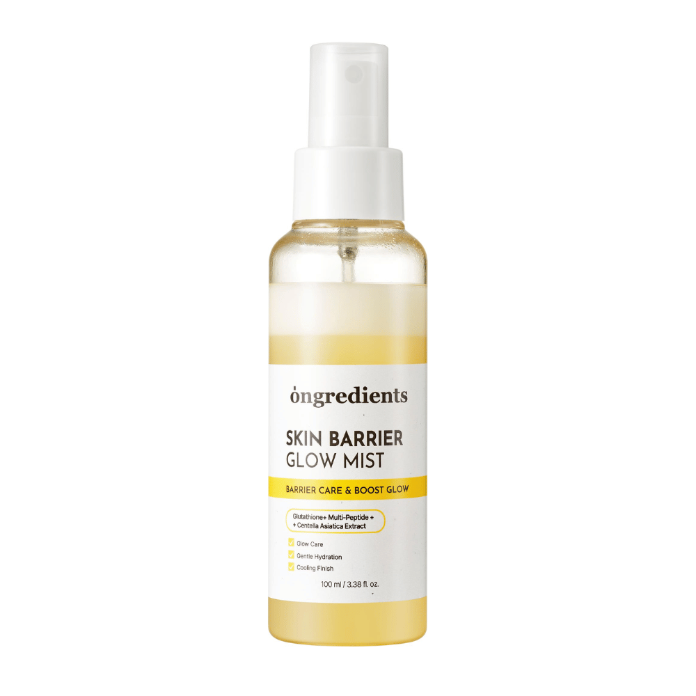 Ongredients Skin Barrier Glow Mist pršilo za obraz z dvoslojno formulo, ki vlaži kožo, krepi kožno bariero in daje naraven sijaj.