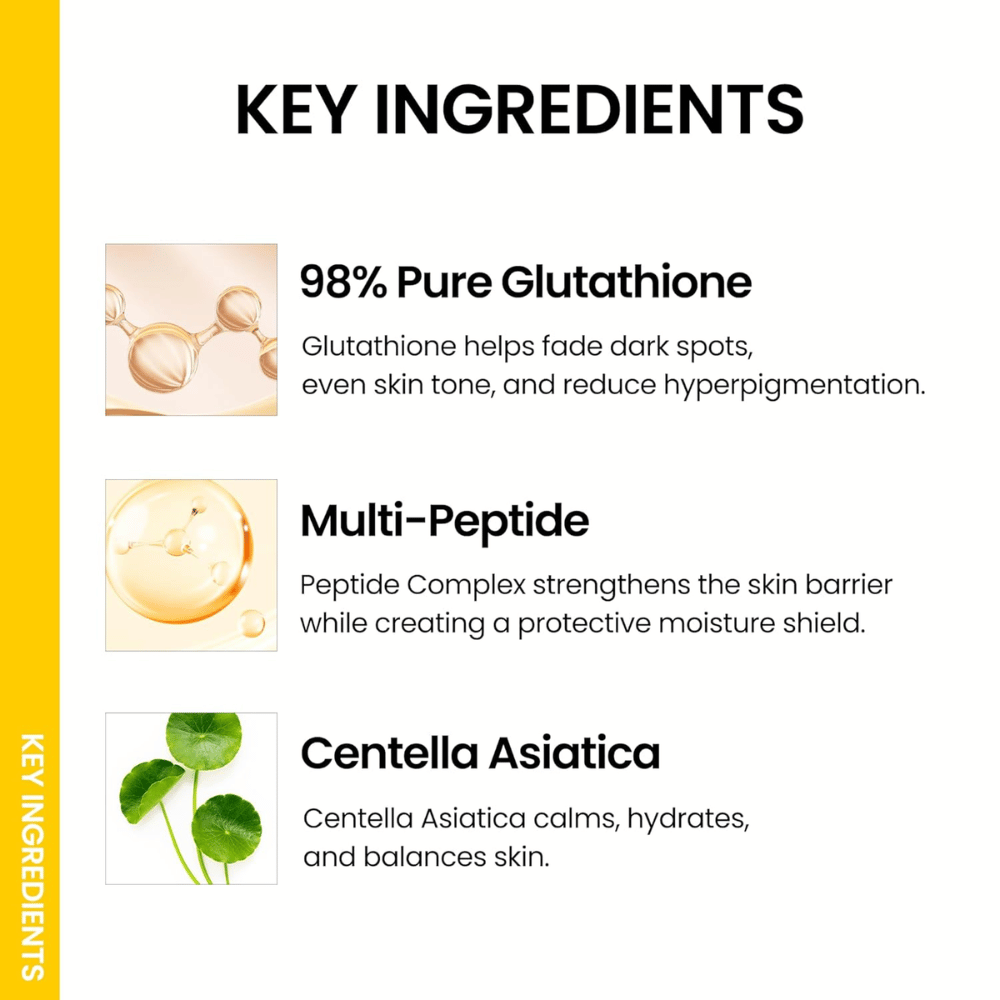 Ongredients Skin Barrier Glow Mist z glutationom, multi-peptidom in Centello Asiatica, ki izenačuje ten kože, pomirja kožo in daje sijaj.