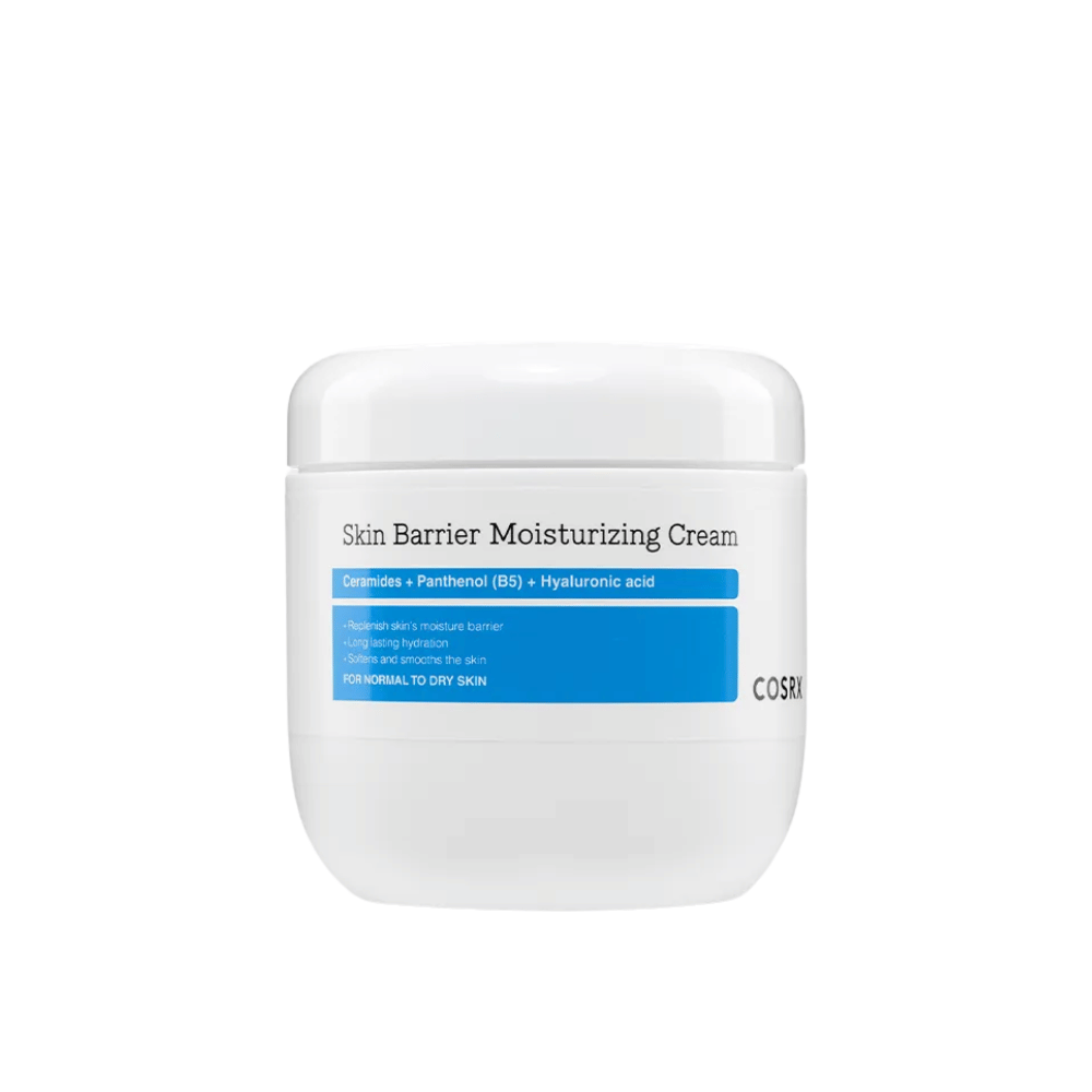 Slika izdelka COSRX Skin Barrier Moisturizing Cream – intenzivno vlažilna krema s ceramidi, pantenolom in hialuronsko kislino.