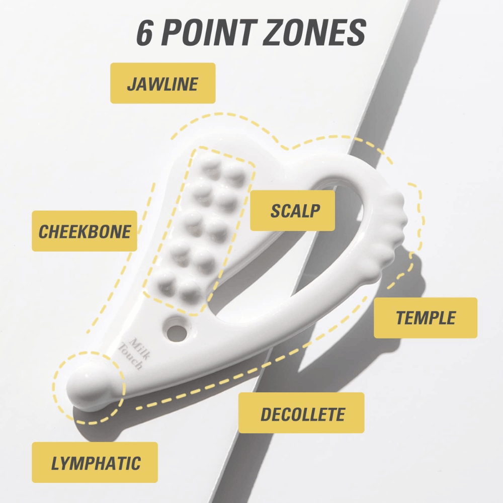 6-točkovne cone Slim Face Ceramic Gua Sha za naravne konture od Milk Touch.