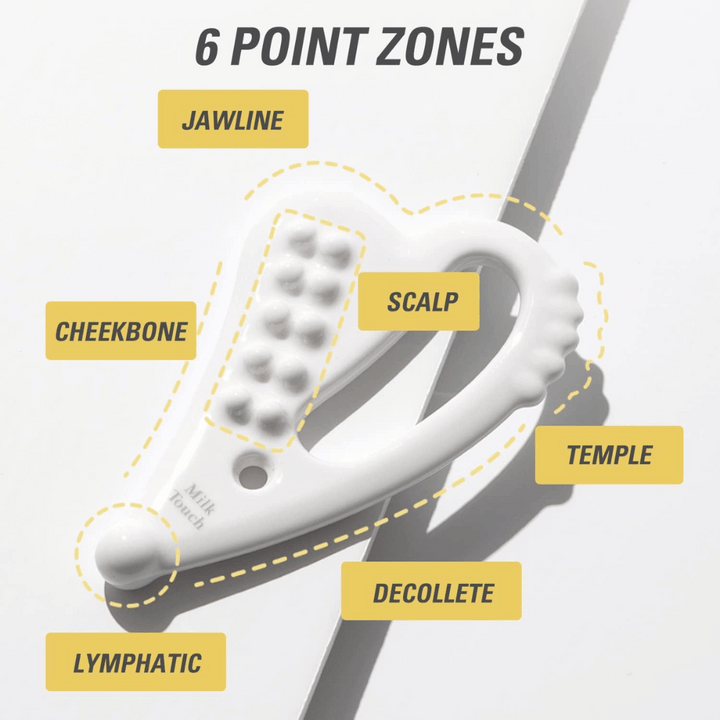 6-točkovne cone Slim Face Ceramic Gua Sha za naravne konture od Milk Touch.