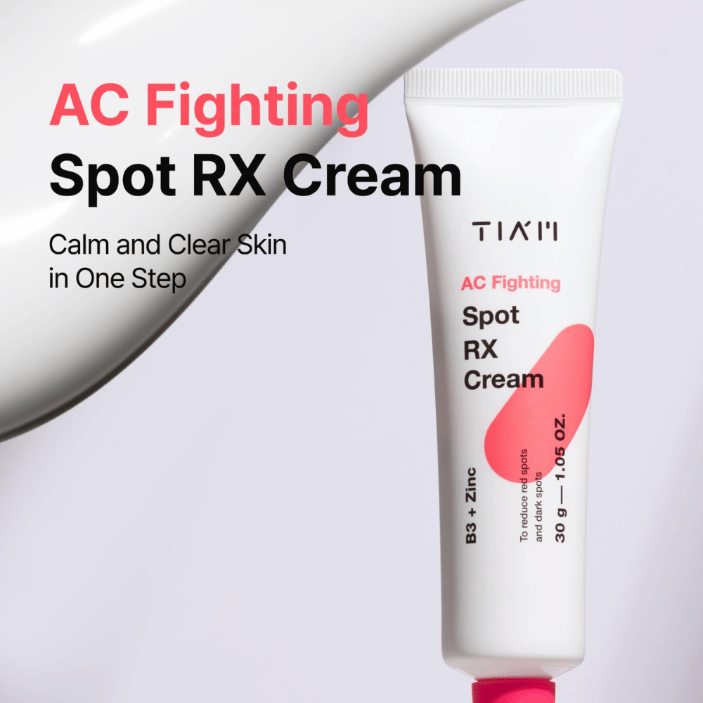 TIA'M AC Fighting Spot RX Cream – pomirjujoča krema, ki v enem koraku poskrbi za bolj jasno kožo z negovalnimi sestavinami, kot sta B3 in cink.