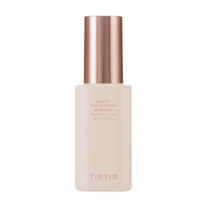 Slika izdelka "TIRTIR MASK FIT TONE UP ESSENCE" z SPF30 PA++, toniran primer, ki ščiti pred UV-sevanjem. Vsebina: 30 ml.