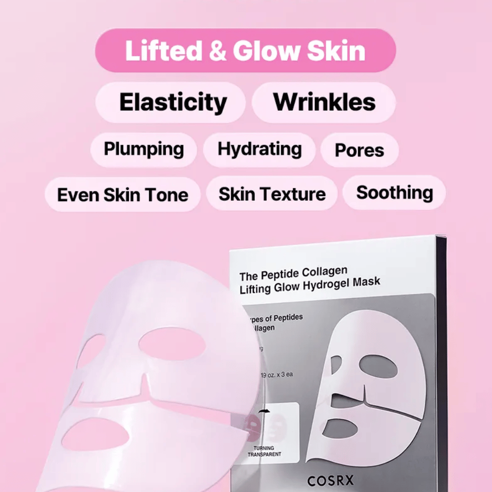 COSRX Peptide Collagen Mask – izboljšuje elastičnost, vlaženje, ten in teksturo kože za enakomerno in sijočo kožo.