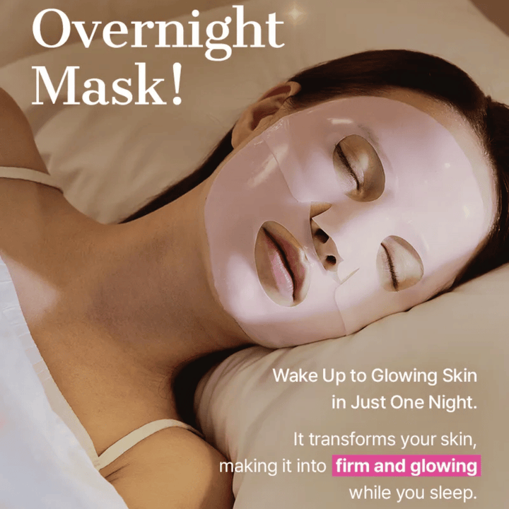 COSRX Peptide Collagen Hydrogel Mask uporabljena kot nočna maska – vlaži, učvrsti in daje sijaj med spanjem.