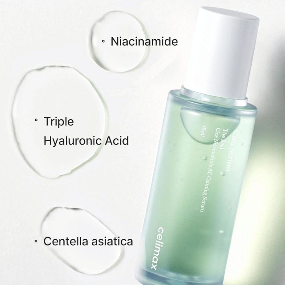 Celimax The Real Cica Niacinamide AC Calming Serum s centelo, niacinamidom in hialuronsko kislino