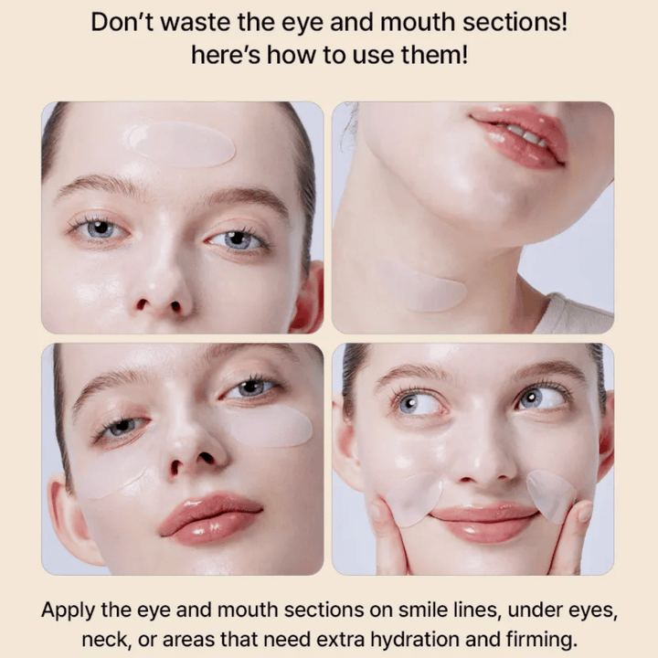 Uporaba COSRX Alpha-Arbutin Hydrogel Mask okoli oči in ust – večnamenski sheet mask ki zagotavlja dodatno vlaženje in čvrstost tam, kjer koža to najbolj potrebuje.