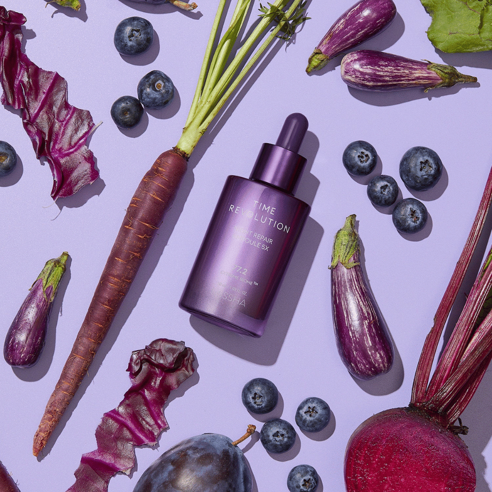 3. MISSHA Time Revolution Night Repair Ampoule 5X – korejska nega kože s fermentiranimi sestavinami in kompleksom Extreme Biome