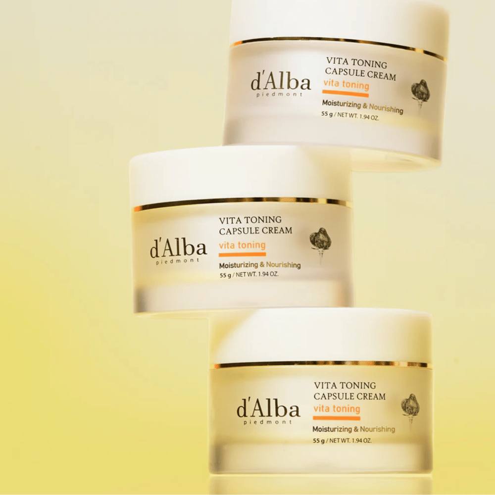 d'Alba Vita Toning Capsule Cream slika izdelka – korejska krema za obraz z vitaminskimi kapsulami, ki pomaga izboljšati sijaj in elastičnost kože.