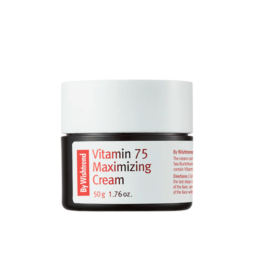 By Wishtrend Vitamin 75 Maximizing Cream kremasta tekstura v lončku, ki se hitro vpije in vlaži kožo, ne da bi bila težka.