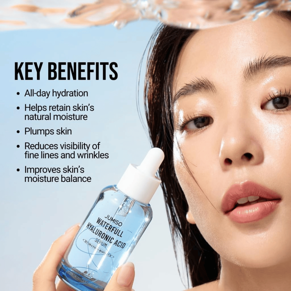 Jumiso Waterfull Hyaluronic Acid Serum 50 ml – intenzivno vlažilno hialuronsko serum, ki napne kožo in zmanjšuje vidnost drobnih linij