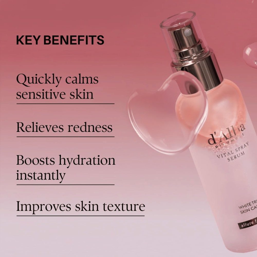 d'Alba White Truffle Vital Spray Serum – pomirjujoča serumska meglica za občutljivo kožo, rdečico in vlaženje