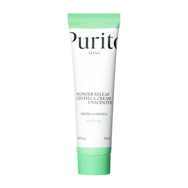 Purito Wonder Releaf Centella Cream Unscented je vlažilna in pomirjujoča krema za obraz z izvlečkom Centella Asiatica. Neodišavljena formula krepi kožno bariero in lajša draženje, zaradi česar je idealna za občutljivo kožo.