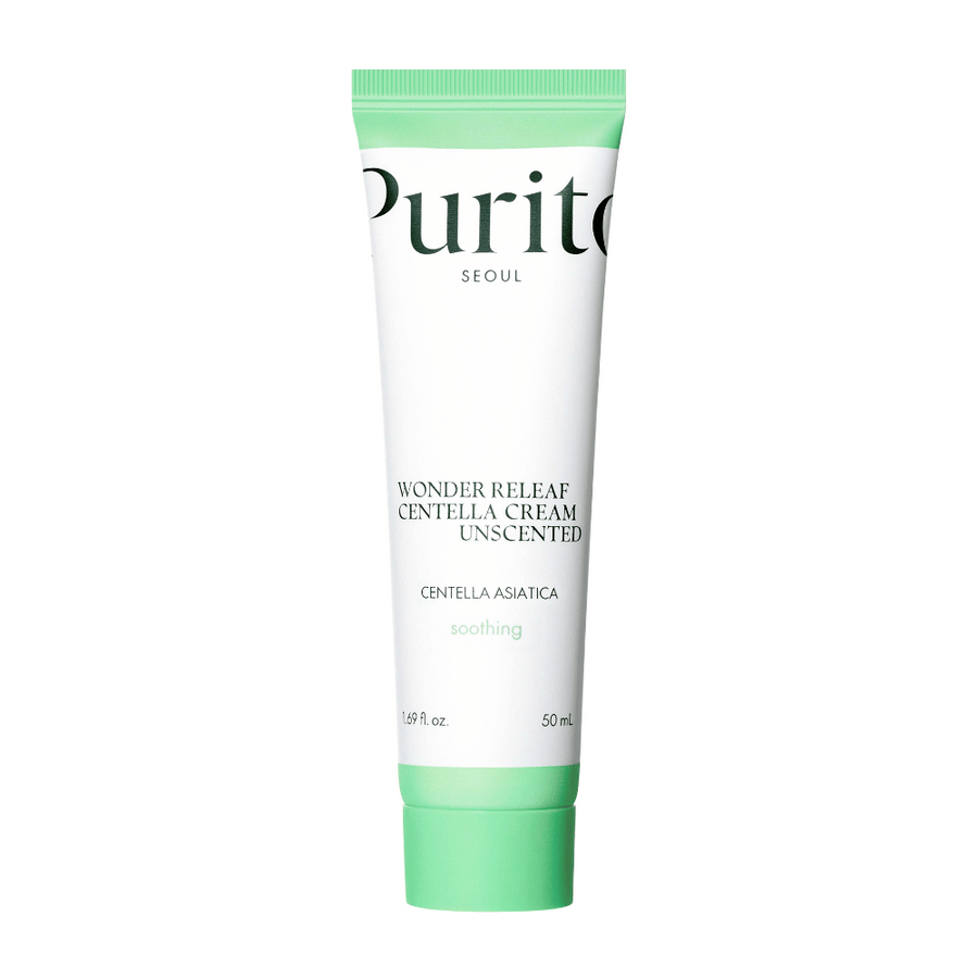 Purito Wonder Releaf Centella Cream Unscented je vlažilna in pomirjujoča krema za obraz z izvlečkom Centella Asiatica. Neodišavljena formula krepi kožno bariero in lajša draženje, zaradi česar je idealna za občutljivo kožo.