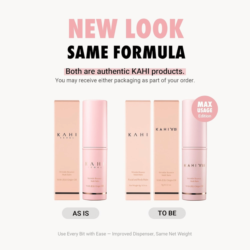 KAHI Wrinkle Bounce Multi Balm – nova oblika z isto formulo, večnamenska balzam palica z Jeju Origin Oil za vlažno in bolj prožno kožo.