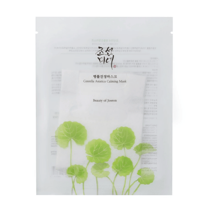 En Centella Asiatica Calming Mask 1 kos s zelenimi listi od blagovne znamke Beauty of Joseon.